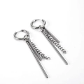 Titanium steel chain earrings for men and women featuring long cylinder bar drops - Style 08 (Single) / Silver