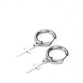 Classic silver stainless steel hoop earrings with hanging cross charm for men and women - Style 19 (Single) / Silver Cross Pendant