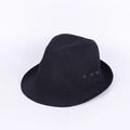 Chapeau fedora noir vintage pour hommes avec tissu texturé et œillets d'aération - 57cm / Noir (Style Lin)