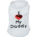 White ribbed cotton pet vest featuring I Heart My Daddy sequin heart decoration - White Daddy