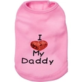 Pink ribbed cotton pet vest featuring sequined I Heart My Daddy embroidery detail - Pink Daddy