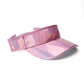 Pink holographic sun visor hat with laser reflective finish and adjustable strap - Pink