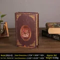 Scatola a forma di libro vintage con motivo cervo e pelle marrone scuro - Totem Cervo-Medio
