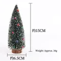 Mini 15cm green sisal Christmas tree with colorful ornaments and wooden base - 15CM Flocked Christmas Tree with Beads