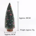 20cm mini dark green Christmas tree with white snow effect and colorful ornaments - 20CM Flocked Christmas Tree with Beads