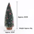Mini albero di Natale 25cm con palline colorate, neve finta e base in legno naturale - Albero di Natale Floccato da 25CM con Perline