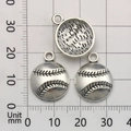Ciondoli baseball in argento antico per gioielli sportivi con scala di 15mm - 9196 Baseball 1.3g-15x18mm