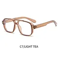 Square double bridge glasses frame in light tea color for a trendy vintage look - Light Tea Frame