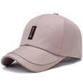 Light khaki baseball cap featuring black Sport patch and classic six-panel design - Beige