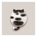 Cute black and white cow cat round memory foam chair cushion with ears and tail detail - 40CM / Cow