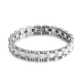 Bracciale magnetico da uomo in acciaio al titanio e ceramica bianca con finitura lucida - Bianco
