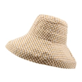 Women's sun protection bucket hat featuring yellow and white plaid pattern detail - M (56-58cm) / Yellow