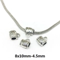 Detailed macro view of retro silver floral beads 8x10mm for DIY jewelry making - 8278-Silver Patterned