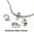 Vintage silver 8x12mm barrel beads with 4.5mm hole for DIY jewelry making and charms - 8895-Silver Floral Leaf