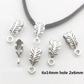 Detail of vintage silver leaf bail connector 6x14mm for DIY jewelry pendants - 8913-Silver Leaf Shape
