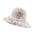 Cream reversible sun hat with tropical leaf print and a wide protective brim - Khaki