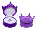 Purple crown-shaped flocked jewelry box for rings with sparkling stone accents - 6.5*6.5*4.5cm / Purple