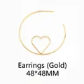 Minimalist gold heart hoop earrings with hollow design in 48x48mm size - MYQD0003 Heart Hoop Earring 48*48mm