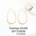 Minimalist golden teardrop earrings in polished metal finish measuring 30x53mm - MYQD0009 Water Drop Hoop Earring 30*53mm