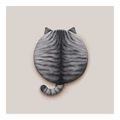 Cute round grey tabby cat back shaped cushion made of plush memory foam material - 40CM / Fish Bone