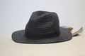Classic black raffia fedora hat with matching ribbon for summer beach vacation - Adjustable / Black