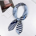 Silk neckerchief featuring classic blue and white stripes with a smooth satin finish - 70cm / 29 Two-color Stripe Blue