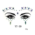 Close-up of YT-39 colorful acrylic face jewels sticker for masquerade party makeup - YT-39