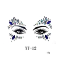 Macro shot of blue and iridescent rhinestone face jewels with teardrop and round gems - YT-12
