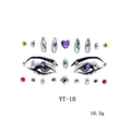 Vue détaillée du set YT-10 de strass pour visage avec cœurs violets et étoiles dorées - YT-10