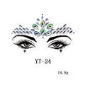 Detailed view of YT-24 AB iridescent face jewel stickers with eye pattern layout - YT-24