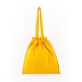 Détail du sac à cordon en toile jaune montrant la corde en coton et le pli de fermeture - 34*37cm / Jaune Clair
