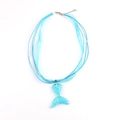 Collana a coda di sirena blu glitterata con nastro in organza e cordini in cera - Blu Brillante (1)