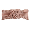 Detail of chevron printed twist headband in orange and white knitted fabric - Pink Wave