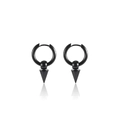 Pair of black stainless steel hoop earrings with spike charms in a punk style - Style 18 (Single) / Black Spike