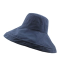 Chapeau de soleil pliable à large bord pour femme en bleu foncé avec surpiqûres - M (56-58cm) / Bleu marine