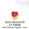 Distanziatore cuore dorato con smalto rosso e foro da 1 mm per creazione gioielli - Cuore / 5mm / 5MM Cuore in Smalto Rosso
