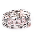 Dettaglio del bracciale in cristallo rosa con ciondoli a cuore e albero della vita argento - Cristallo Rosa