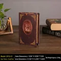 Piccola scatola a libro vintage con motivo cervo e finta pelle marrone scuro - Totem Cervo-Piccolo