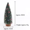Mini 30cm bunter Weihnachtsbaum mit verschneiten Nadeln und Holzsockel - 30CM Beflockter Weihnachtsbaum mit Perlen