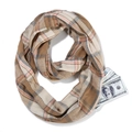 Detail of checkered cashmere-feel neck gaiter with hidden pocket for small items - Pocket Scarf F08