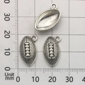 Pendentifs football en argent rétro avec détails de couture et règle de mesure DIY - 9200 Rugby 1.3g-10x17mm