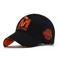 3D embroidered wolf baseball cap in black and orange featuring Explore mountain silhouette - Adjustable / Washed Black Orange (1)