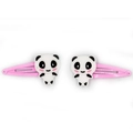 Zwei süße Panda-Haarspangen mit rosa Metallclip aus weichem PVC für Kinder und Mädchen - Niedlicher Panda mit Rouge