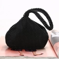 Borsa da sera fatta a mano in perline nere con forma triangolare e trama a intreccio - 17cmx5cmx12cm / Nero
