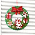 3D paper Christmas wreath decoration with Santa Claus, reindeer, and red ribbon bow - 36cm Christmas House Style