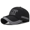 Cappello da pesca nero con strisce riflettenti e corda antivento regolabile per notte - Regolabile / Nero