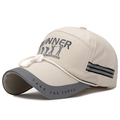 Cappello da pesca beige e grigio con cinturino regolabile e stampa sportiva RUNNER - Regolabile / Beige