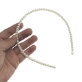 Handmade white oversized faux pearl headband with round beads and droplet ends - 6mm Uniform Size (White)