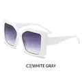 Occhiali da sole squadrati bianchi oversize da donna con lenti sfumate viola-grigio - Montatura Bianca Lente Grigia