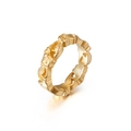 Anello elegante con motivo di rose e foglie dorate caratterizzato da un design floreale - US 7 / Oro (KR53415-K)